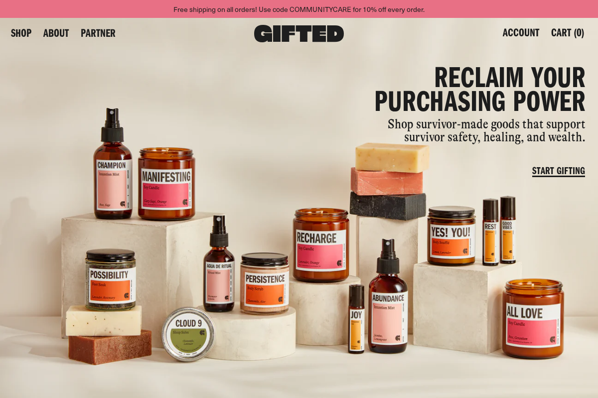 Gifted by FreeFrom homepage screenshot