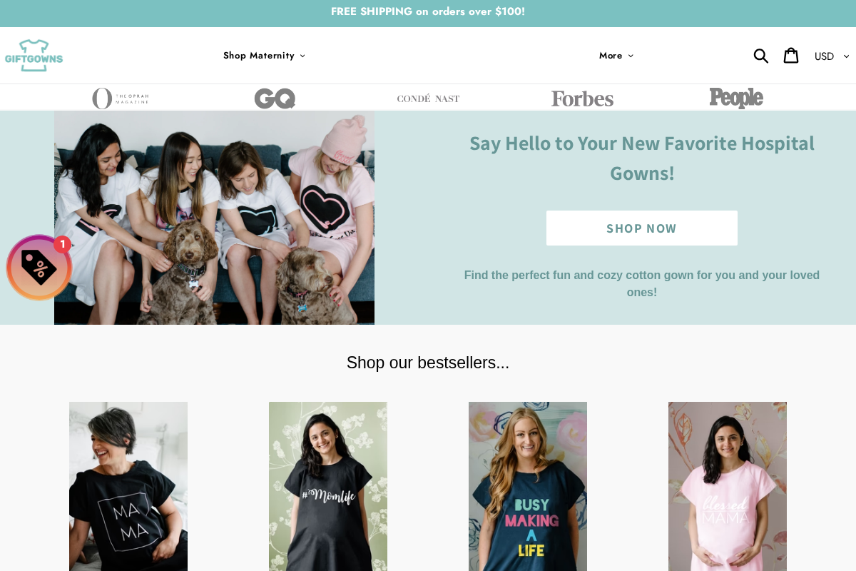 Giftgowns homepage screenshot