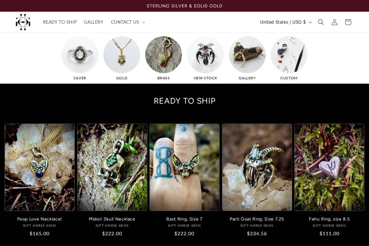 gifthorsegems.com homepage screenshot