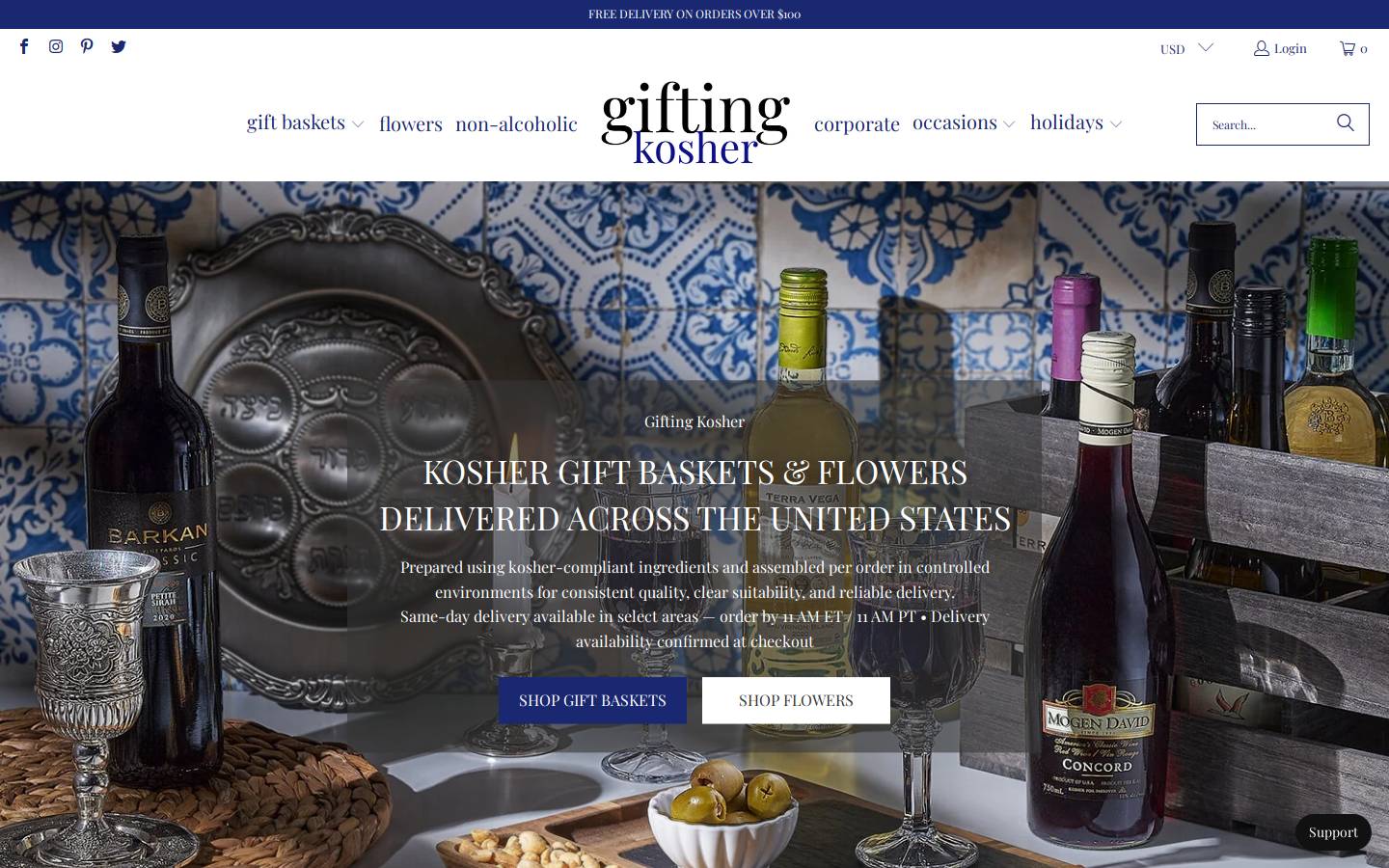 Gifting Kosher homepage screenshot