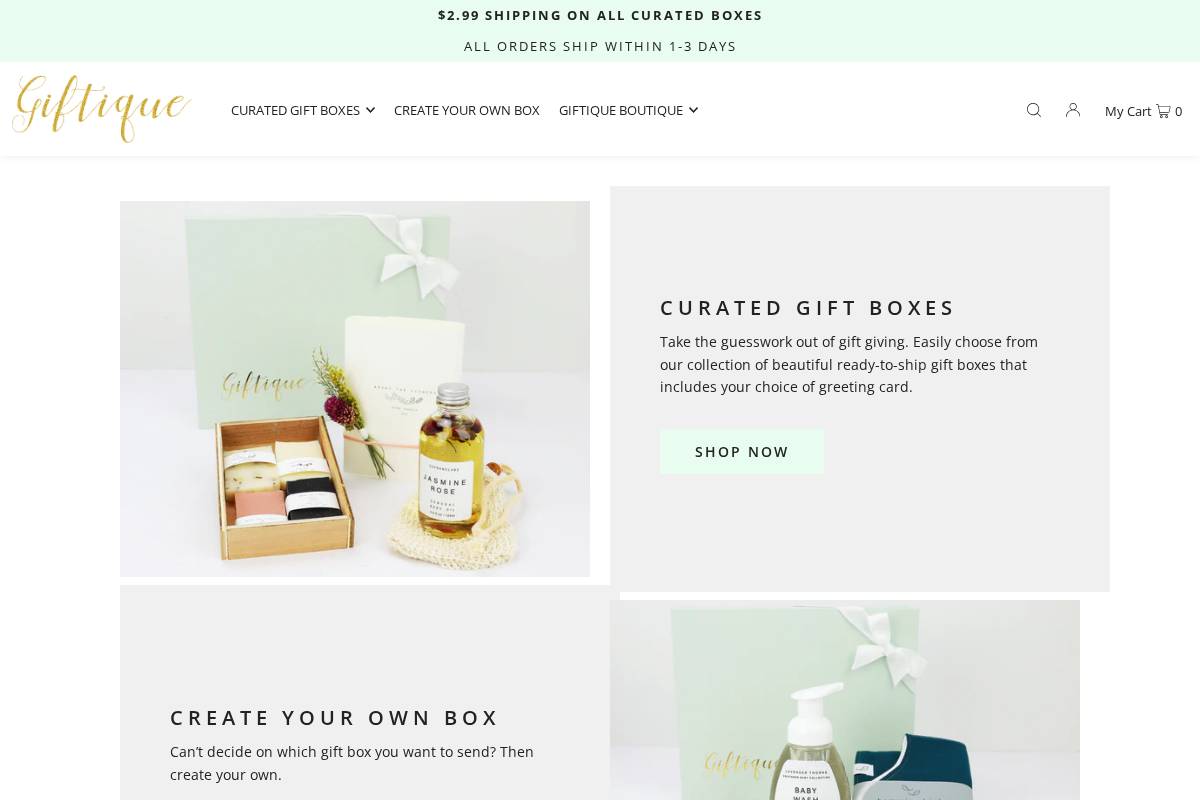 giftiqueinc.com homepage screenshot