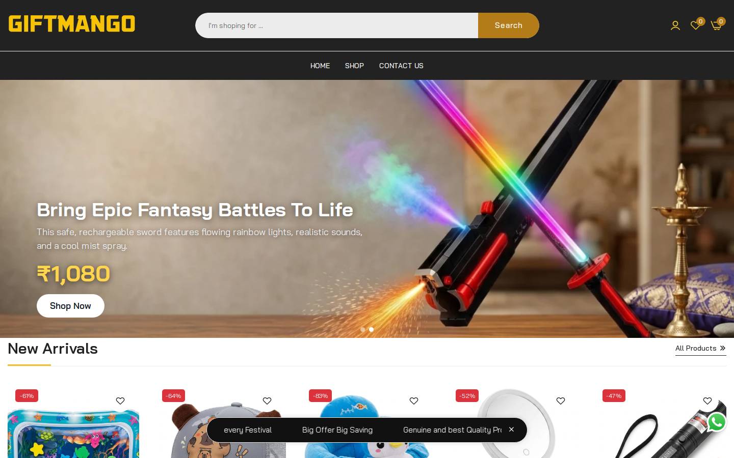 giftmango.com homepage screenshot