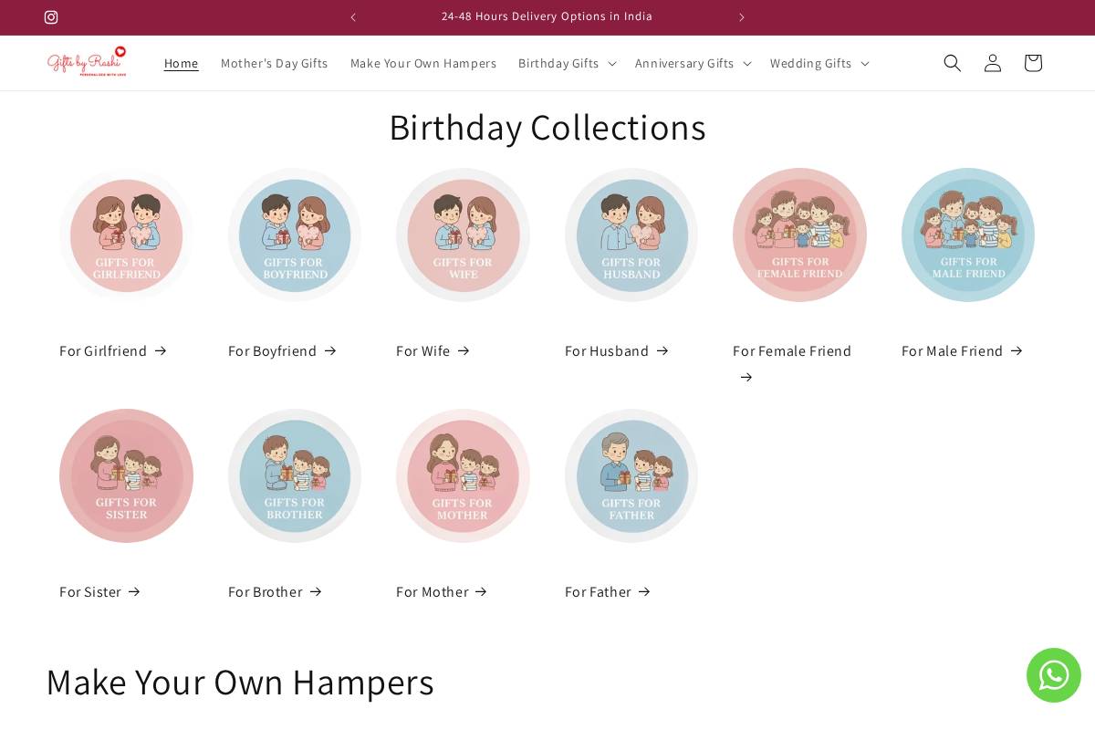giftsbyrashi.com homepage screenshot