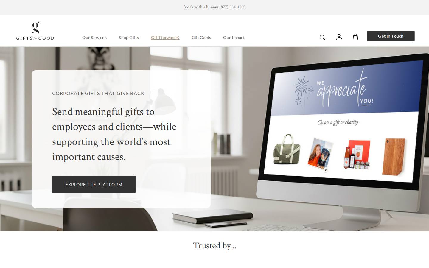 giftsforgood.com homepage screenshot