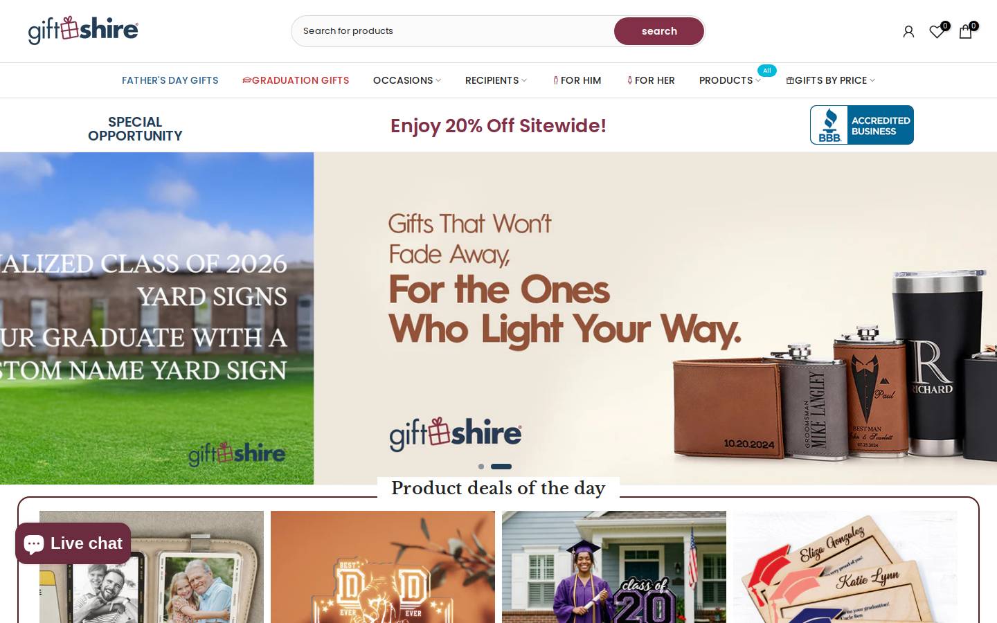 Giftshire Inc - Personalized Gifts homepage screenshot