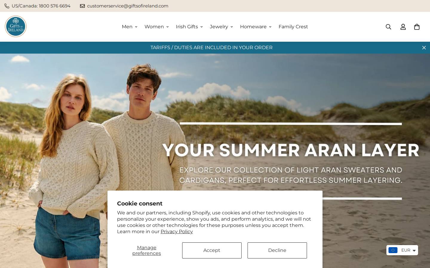 Gifts of Ireland homepage screenshot