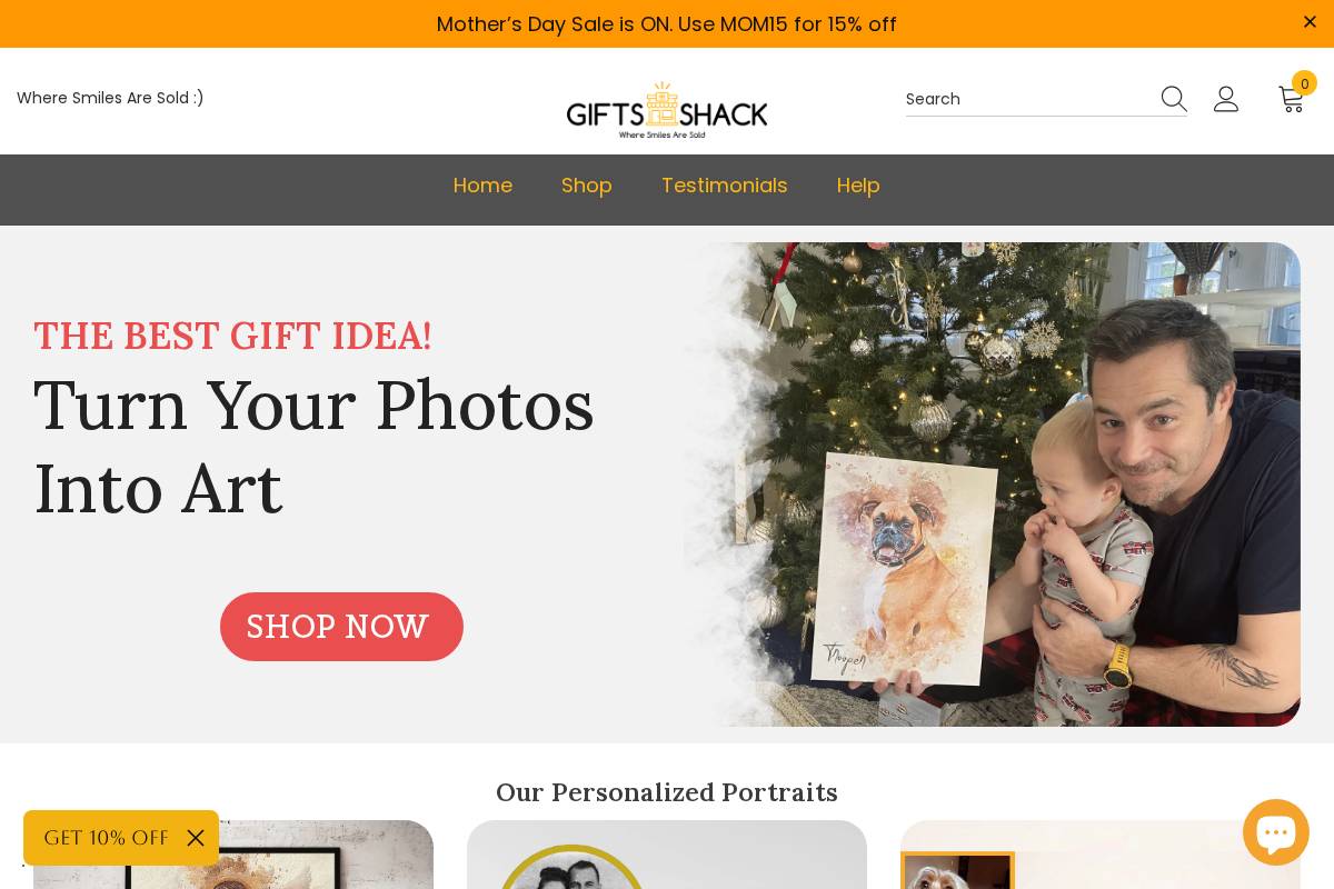giftsshack.com homepage screenshot