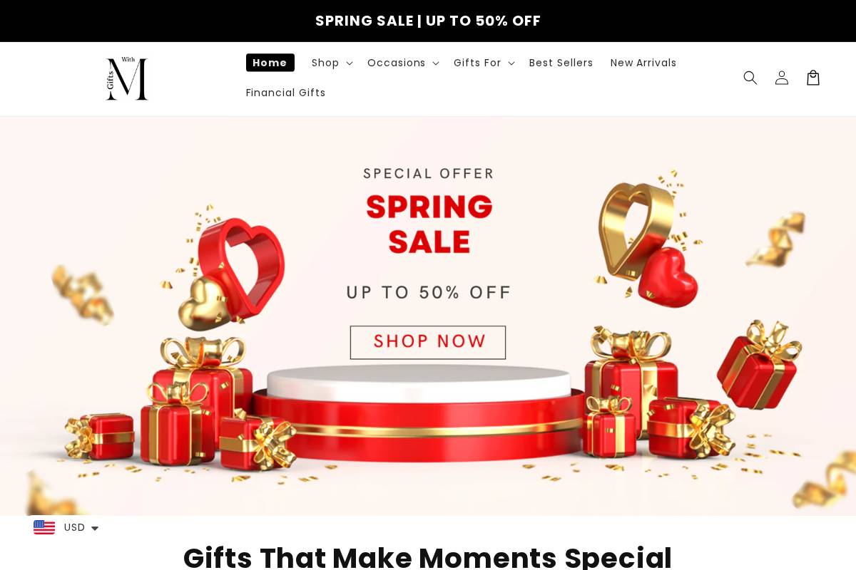 giftswithmilly.com homepage screenshot