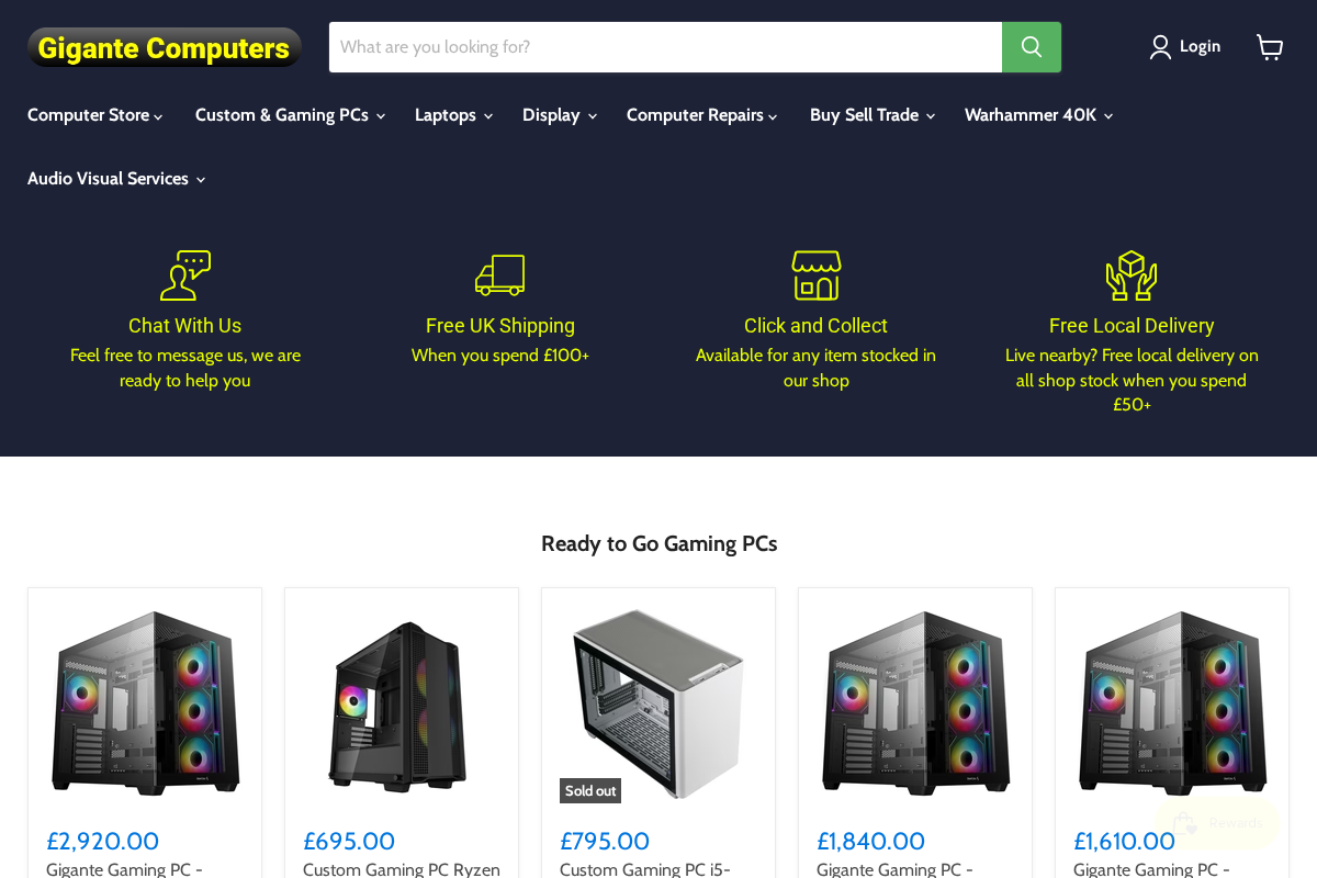 Gigante Computers homepage screenshot