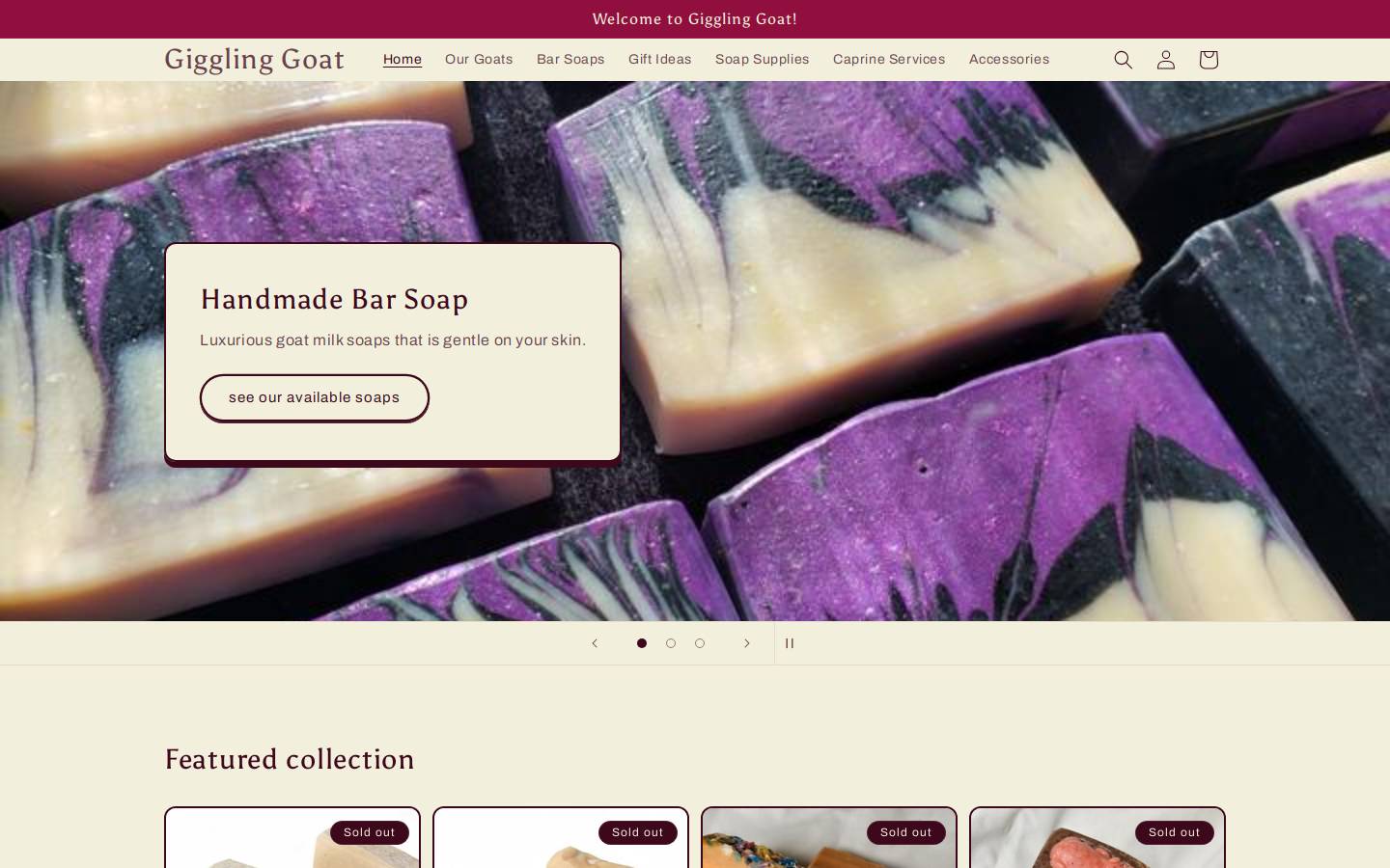 giggling-goat.com homepage screenshot
