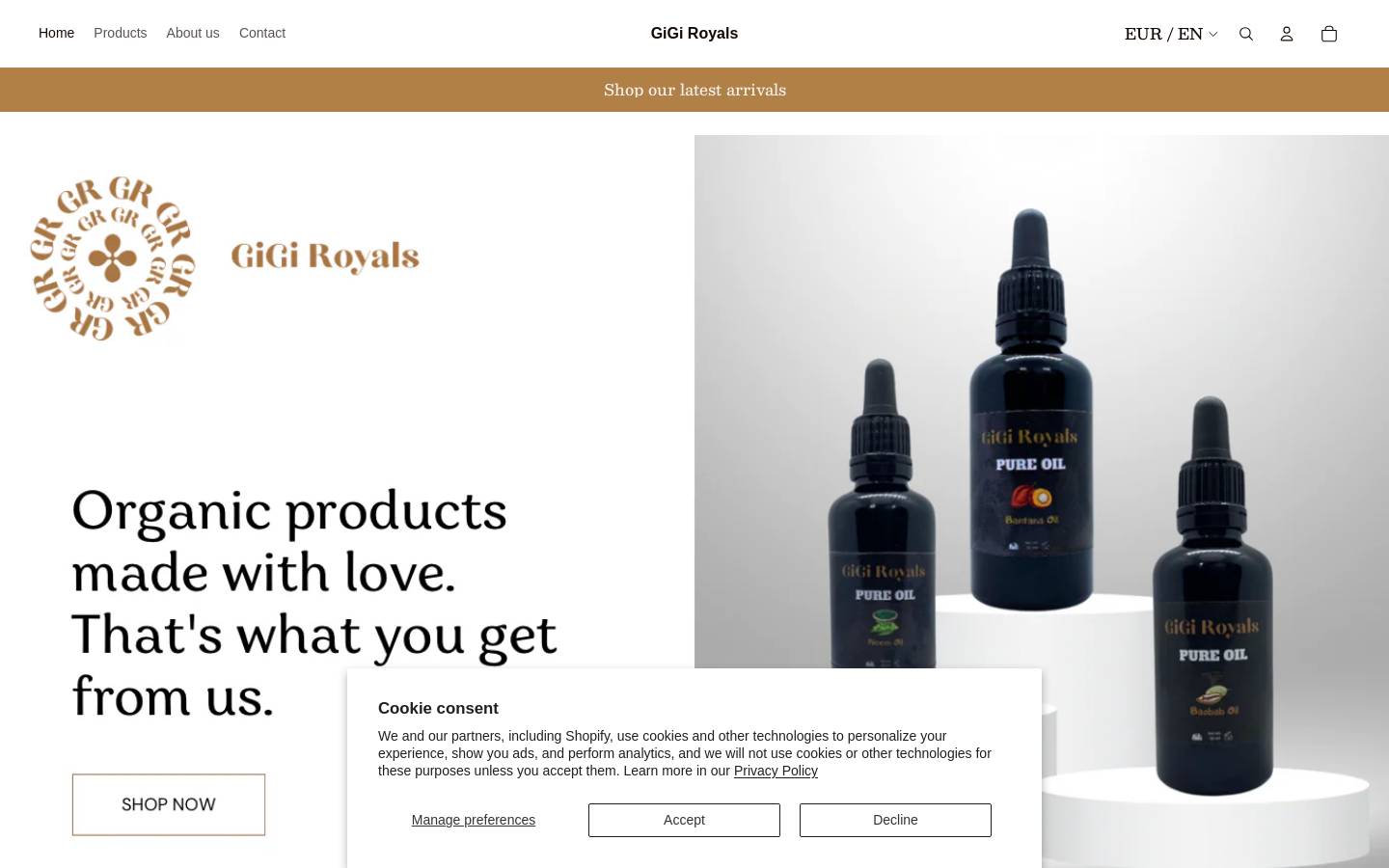 gigiroyals.com homepage screenshot