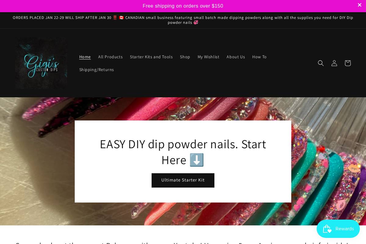gigiscustomdips.ca homepage screenshot