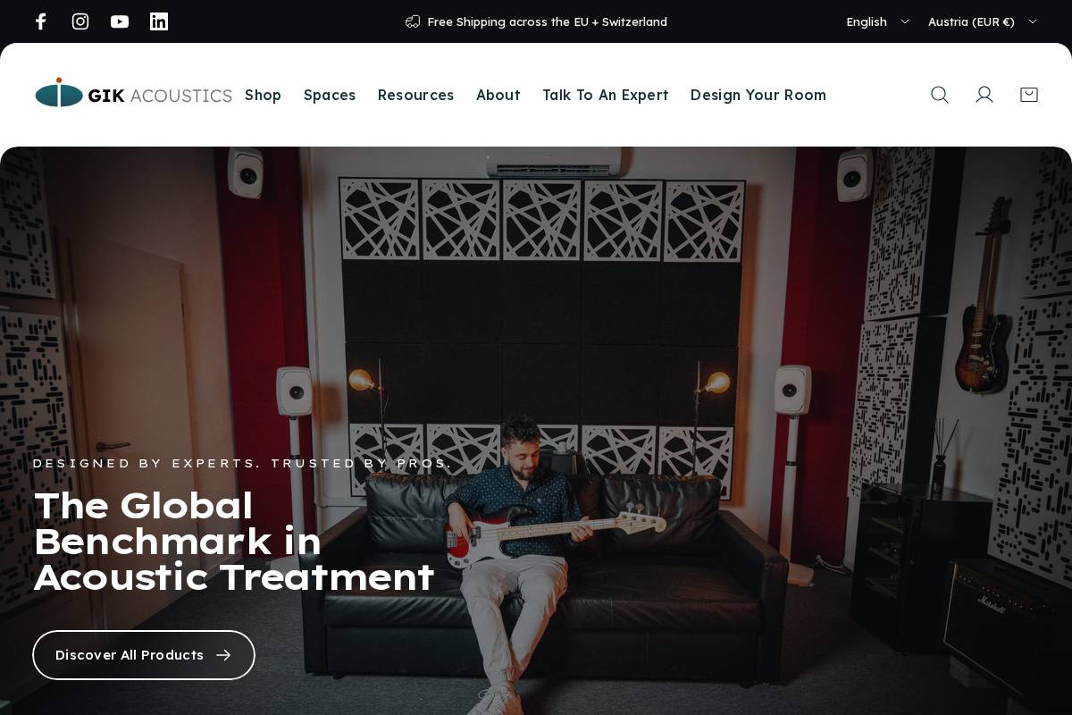 Gikacoustics homepage screenshot
