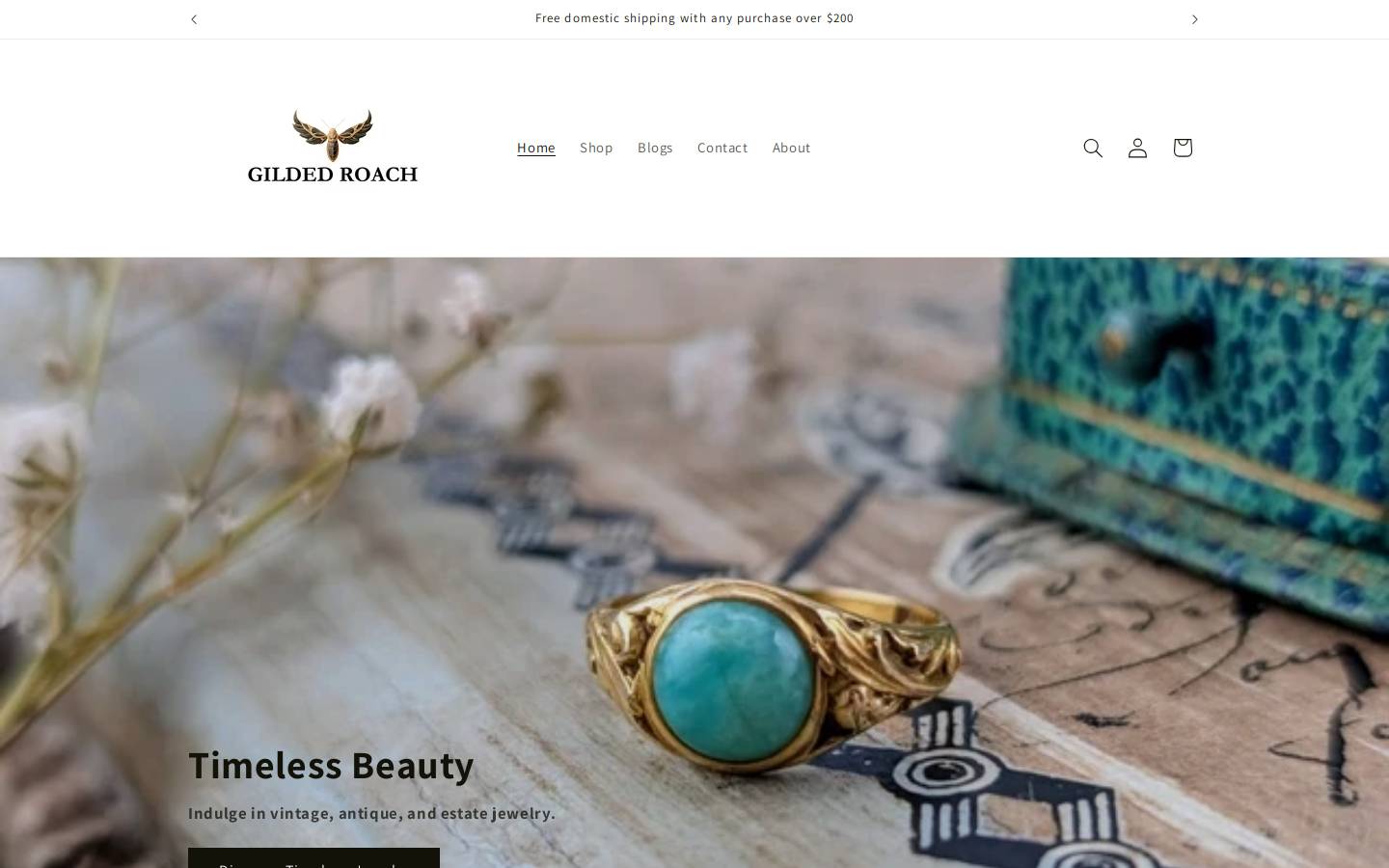 gildedroach.com homepage screenshot