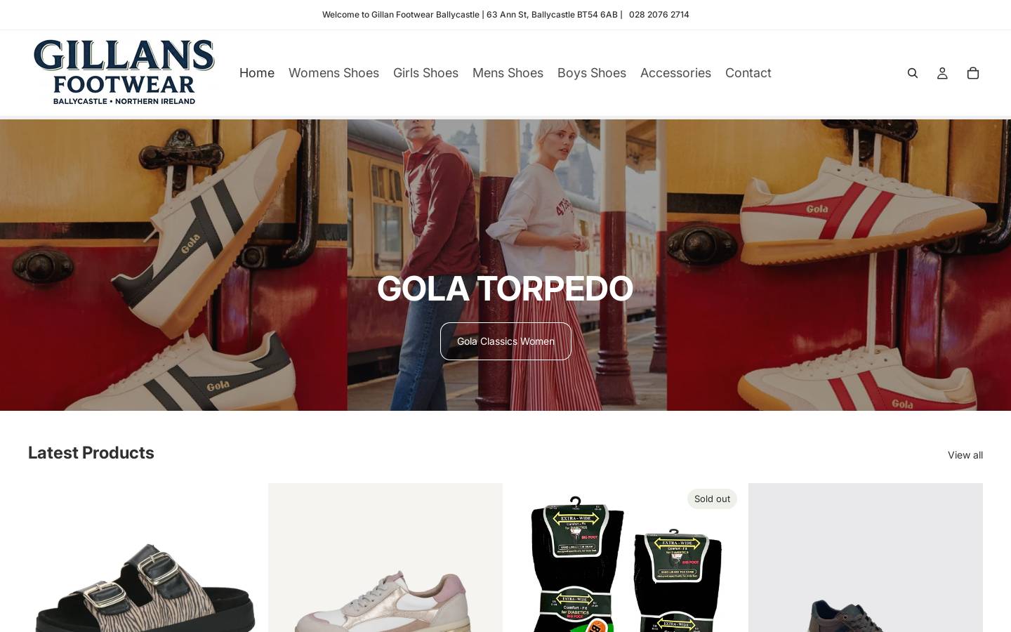 gillanfootwear.com homepage screenshot