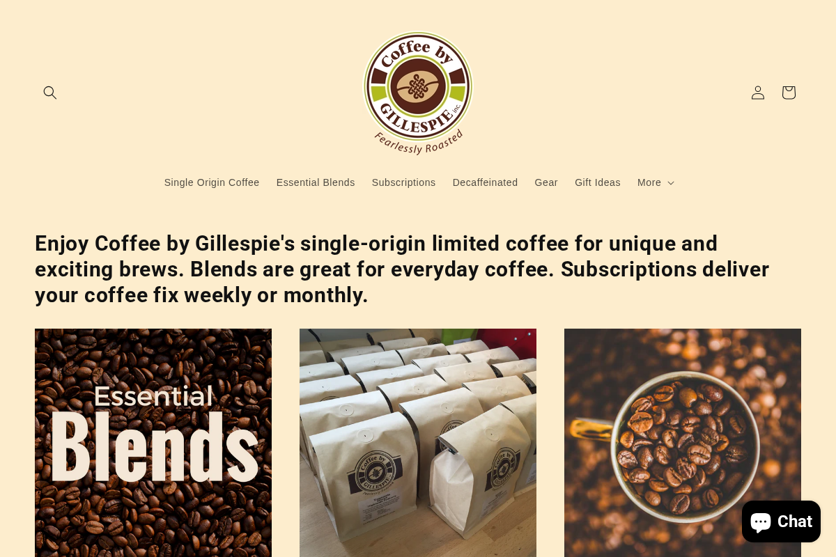 gillespie.coffee homepage screenshot