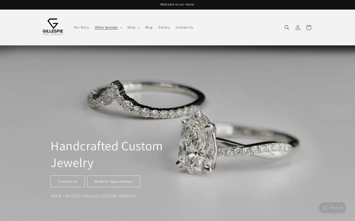 gillespiejewelers.com homepage screenshot