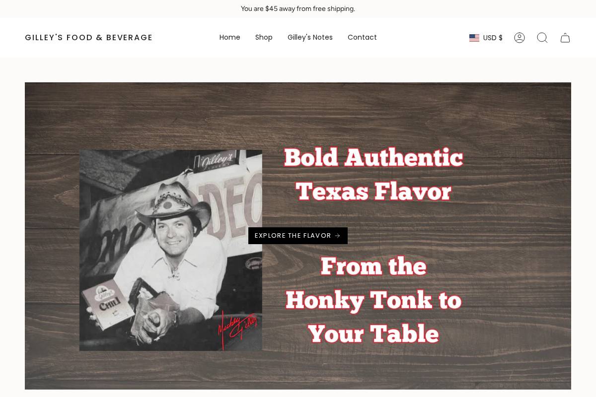 gilleysfoods.com homepage screenshot