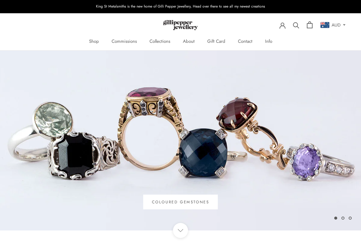 gillipepperjewellery.com.au homepage screenshot