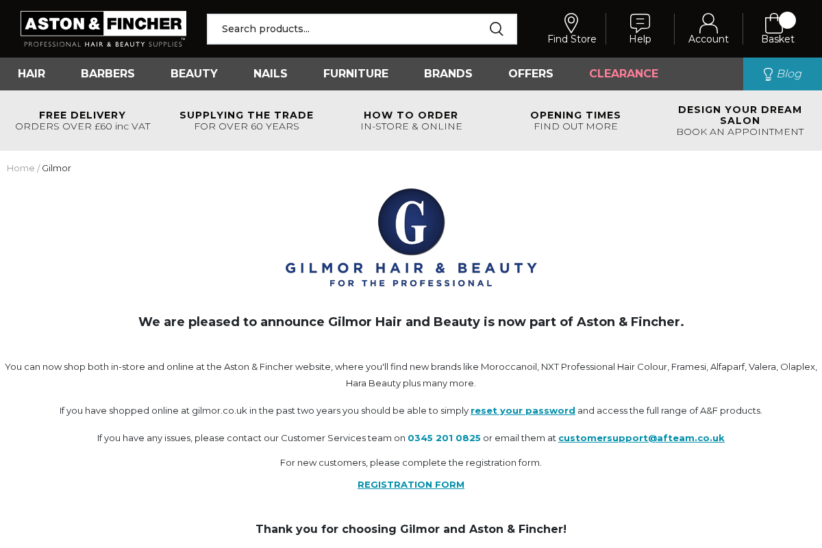 Gilmor Hair Beauty homepage screenshot