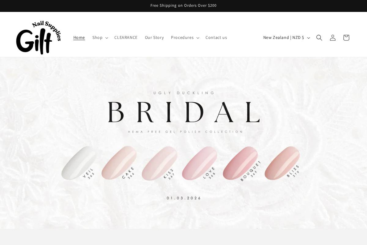giltnailsupplies.co.nz homepage screenshot