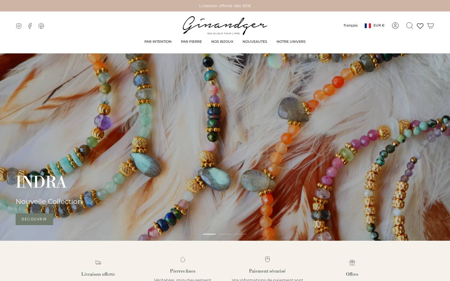 Ginandger Bijoux homepage screenshot