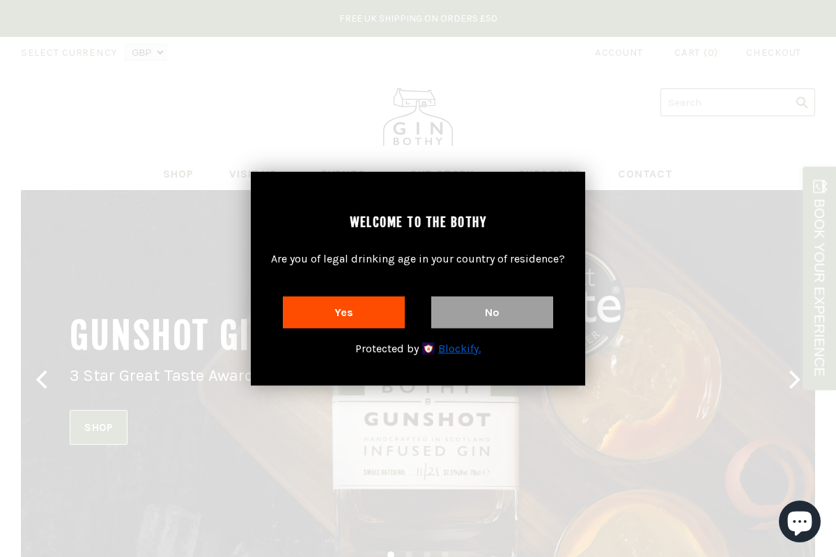 Gin Bothy homepage screenshot
