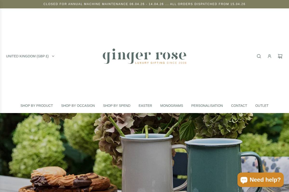 Ginger Rose homepage screenshot