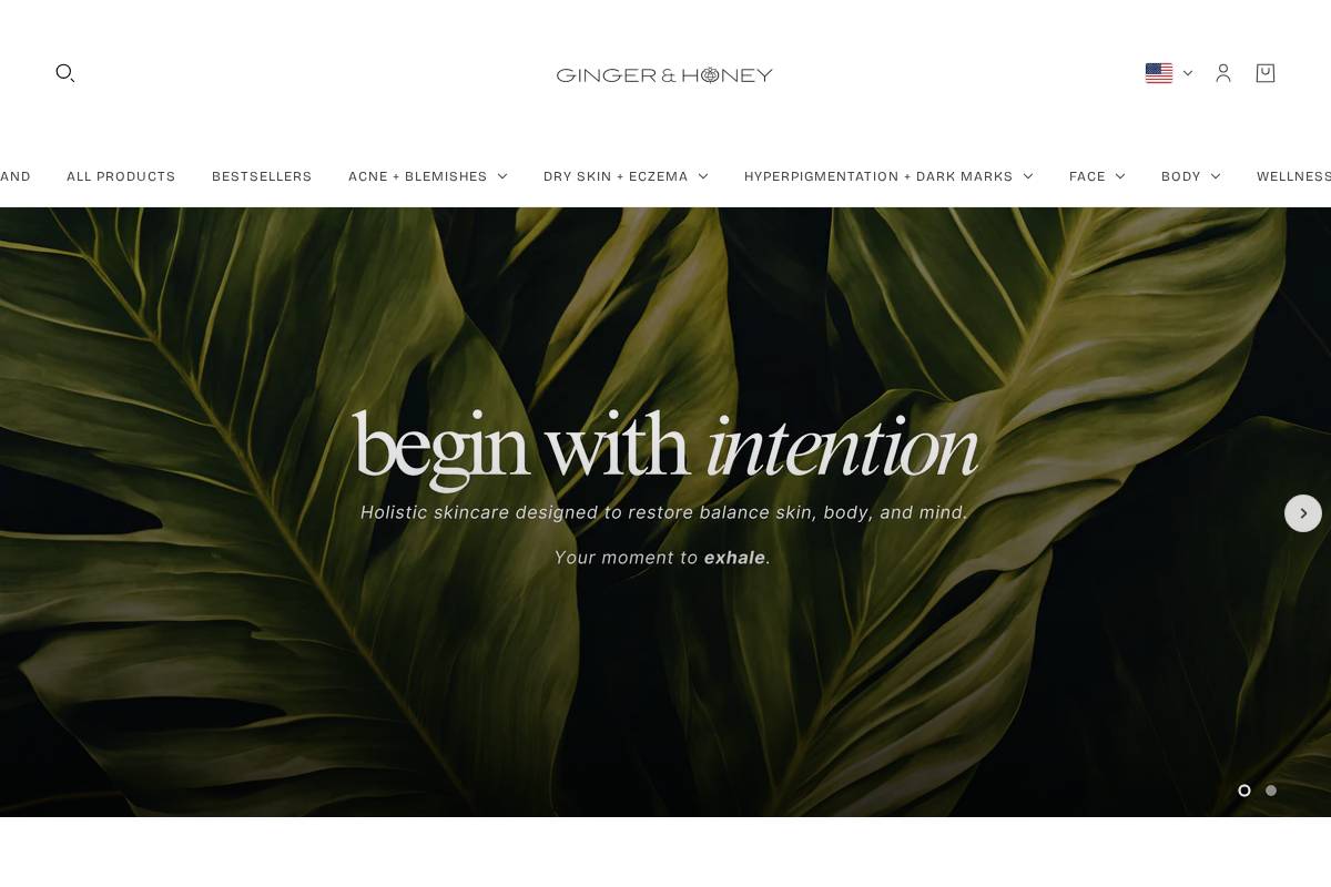 Ginger & Honey homepage screenshot