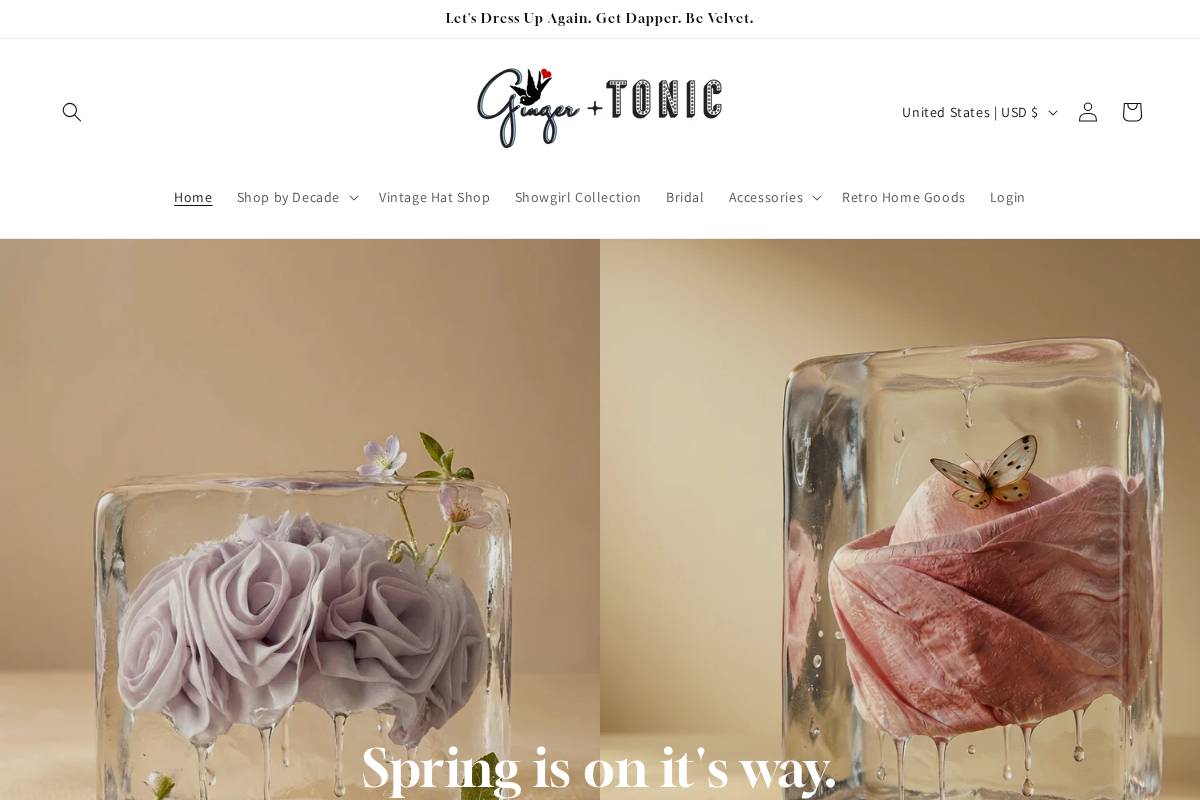 gingerandtonic.com homepage screenshot