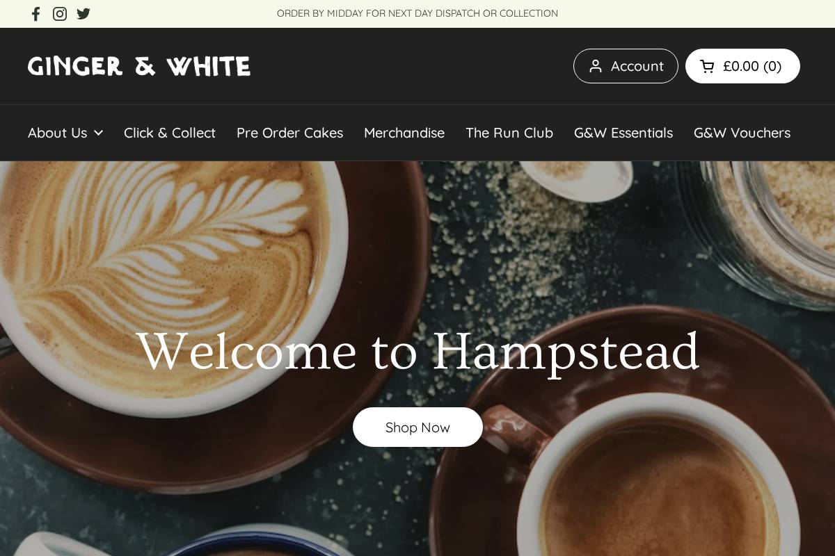 gingerandwhite.com homepage screenshot