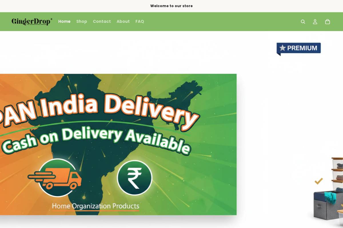 gingerdrop.in homepage screenshot