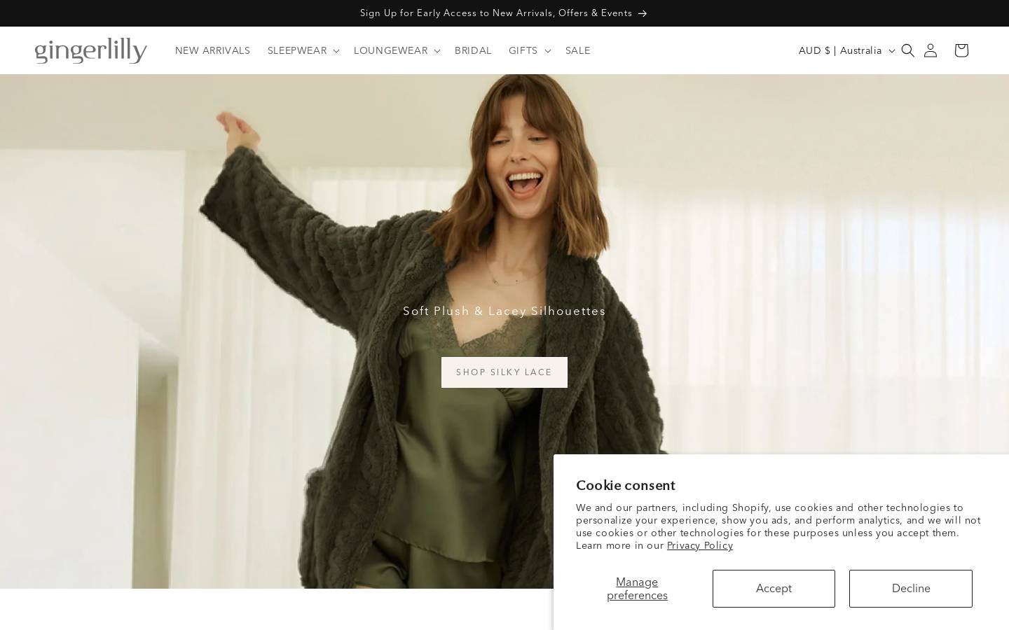 gingerlilly.com.au homepage screenshot