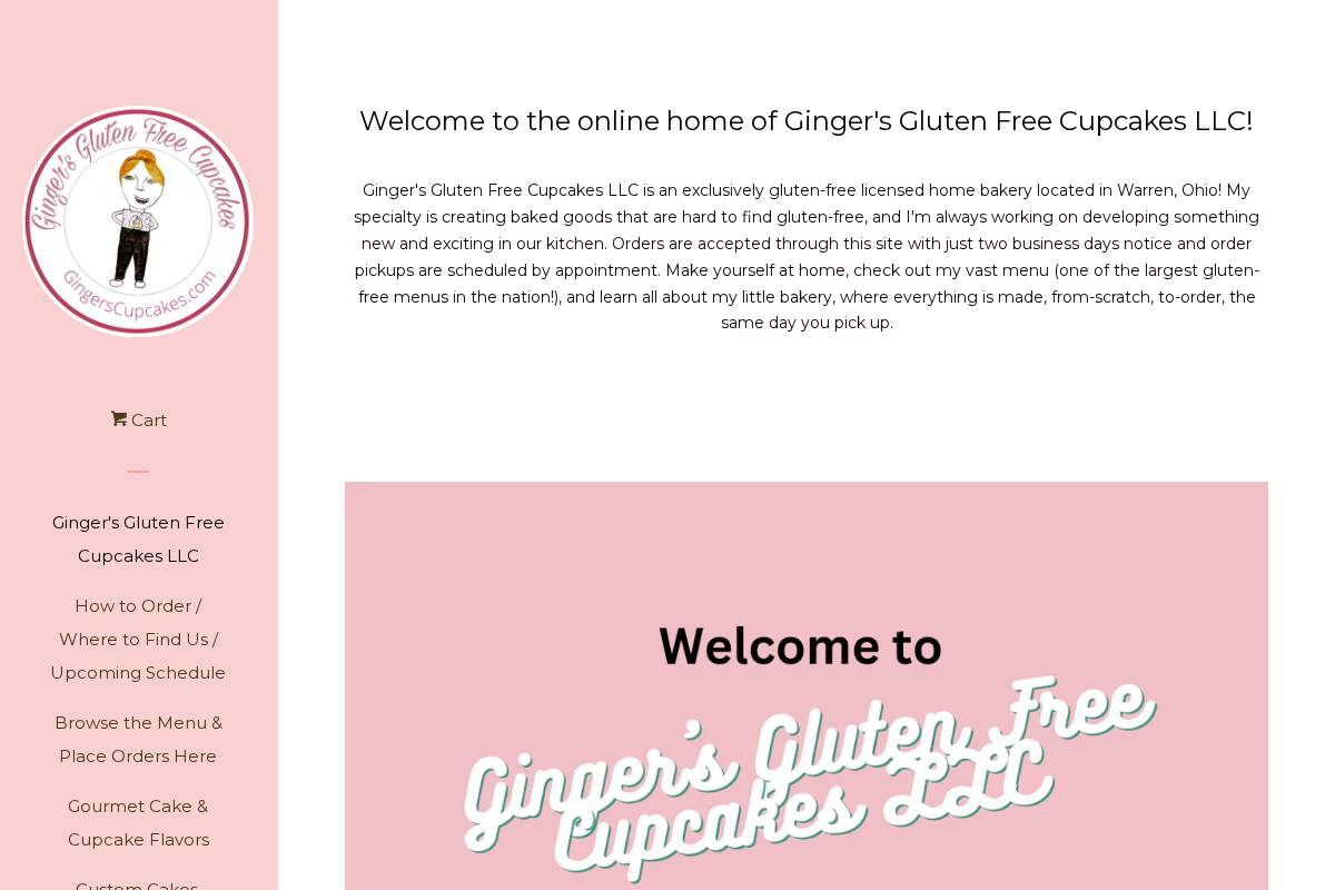 gingerscupcakes.com homepage screenshot
