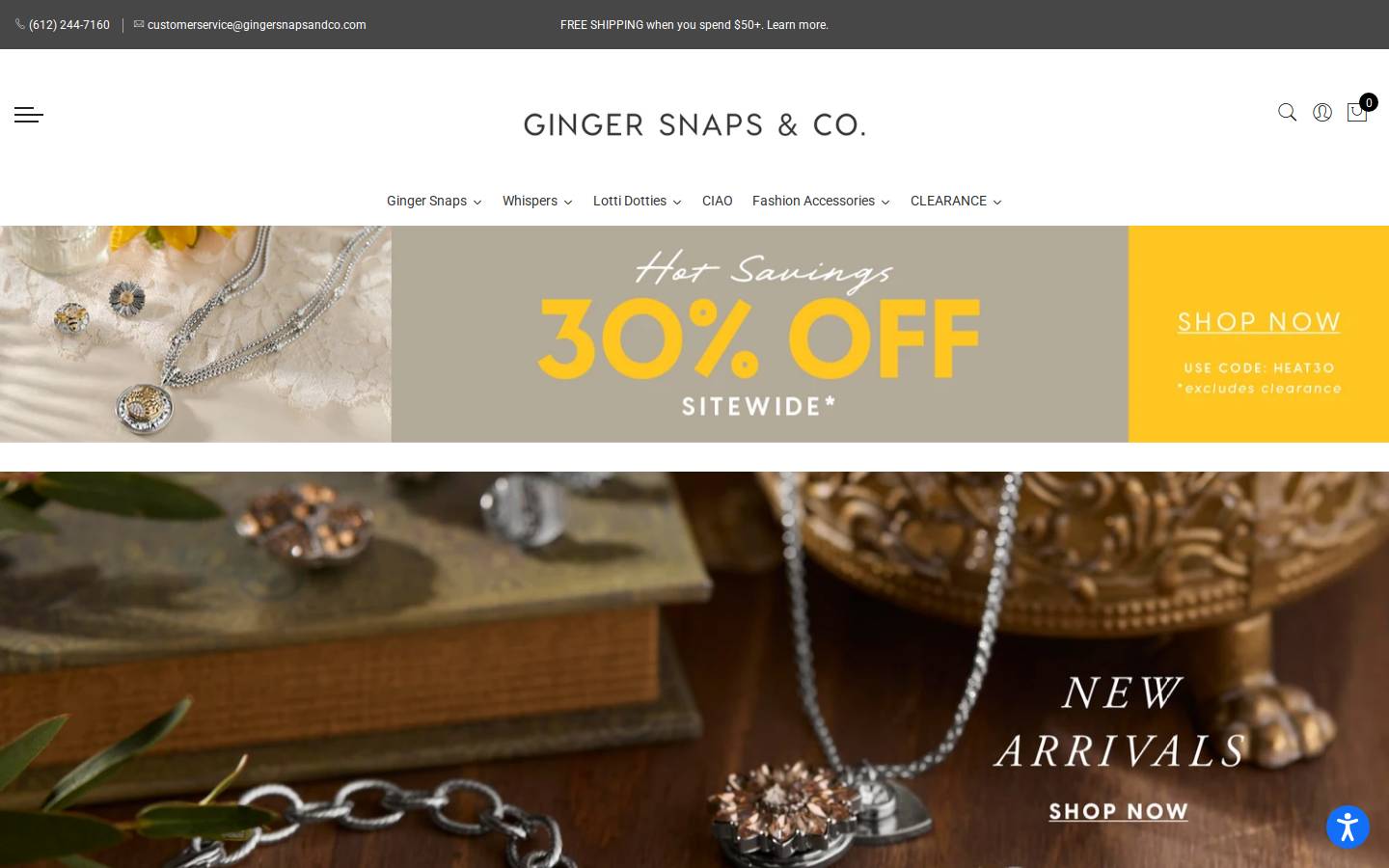 gingersnapsandco.com homepage screenshot