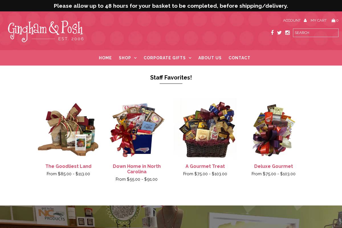ginghamandposh.com homepage screenshot
