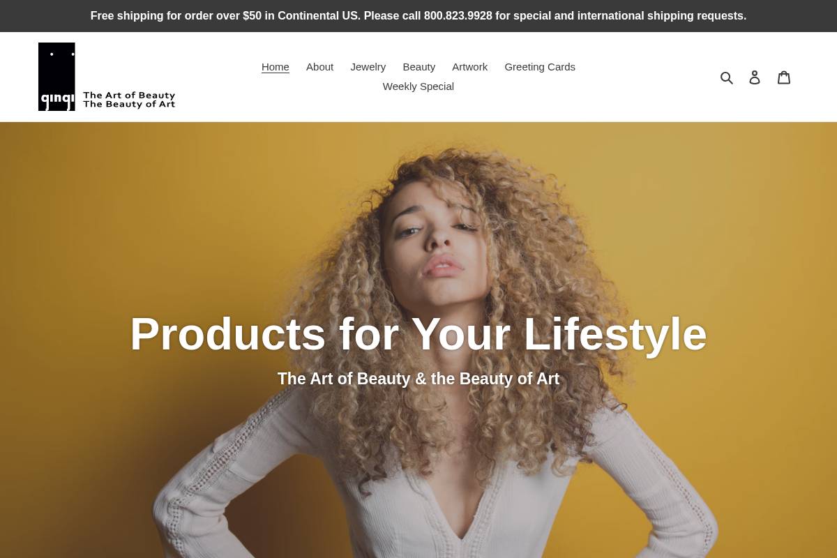 gingi.com homepage screenshot