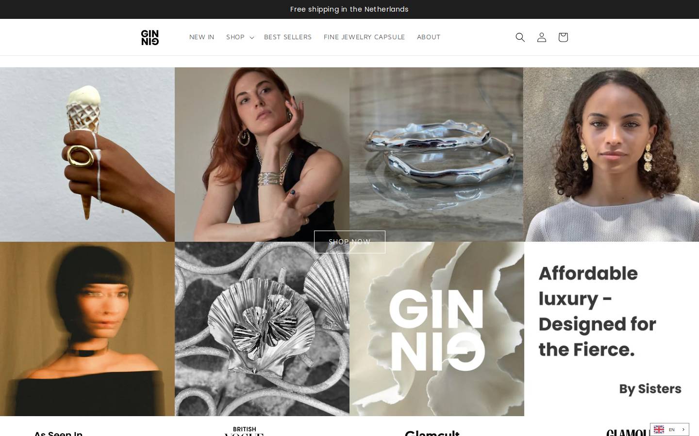 GINGIN Jewels homepage screenshot
