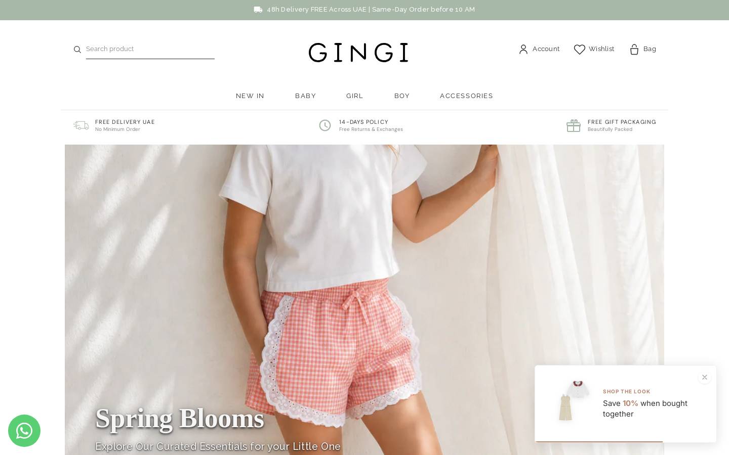 gingistore.com homepage screenshot