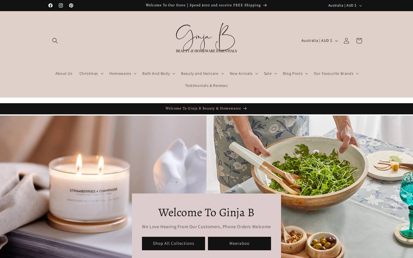 ginjab.com.au homepage screenshot