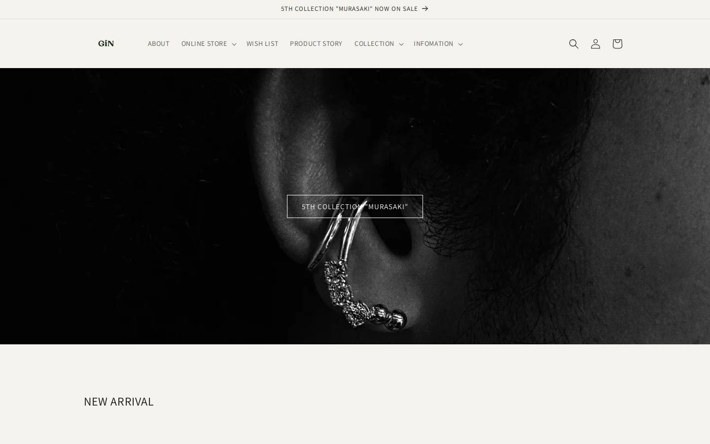 ginjewelrytokyo.com homepage screenshot
