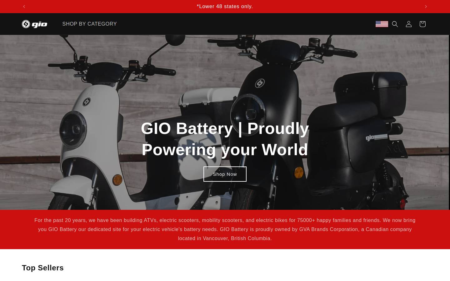 giobattery.com homepage screenshot