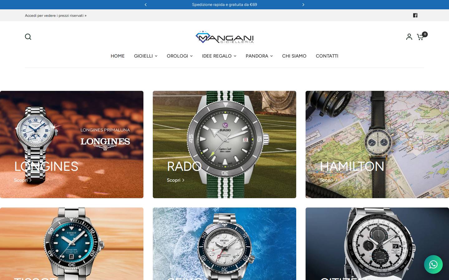 gioielleriamangani.com homepage screenshot
