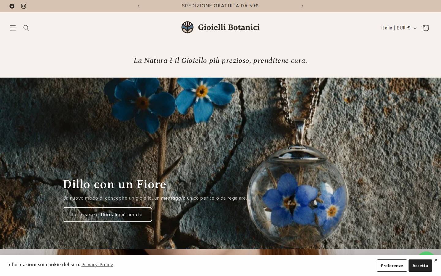 gioiellibotanici.it homepage screenshot