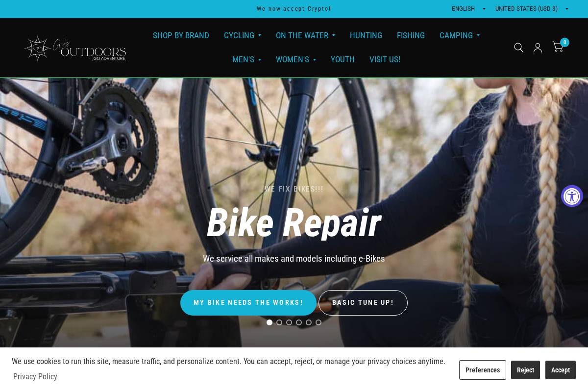 giosoutdoors.com homepage screenshot