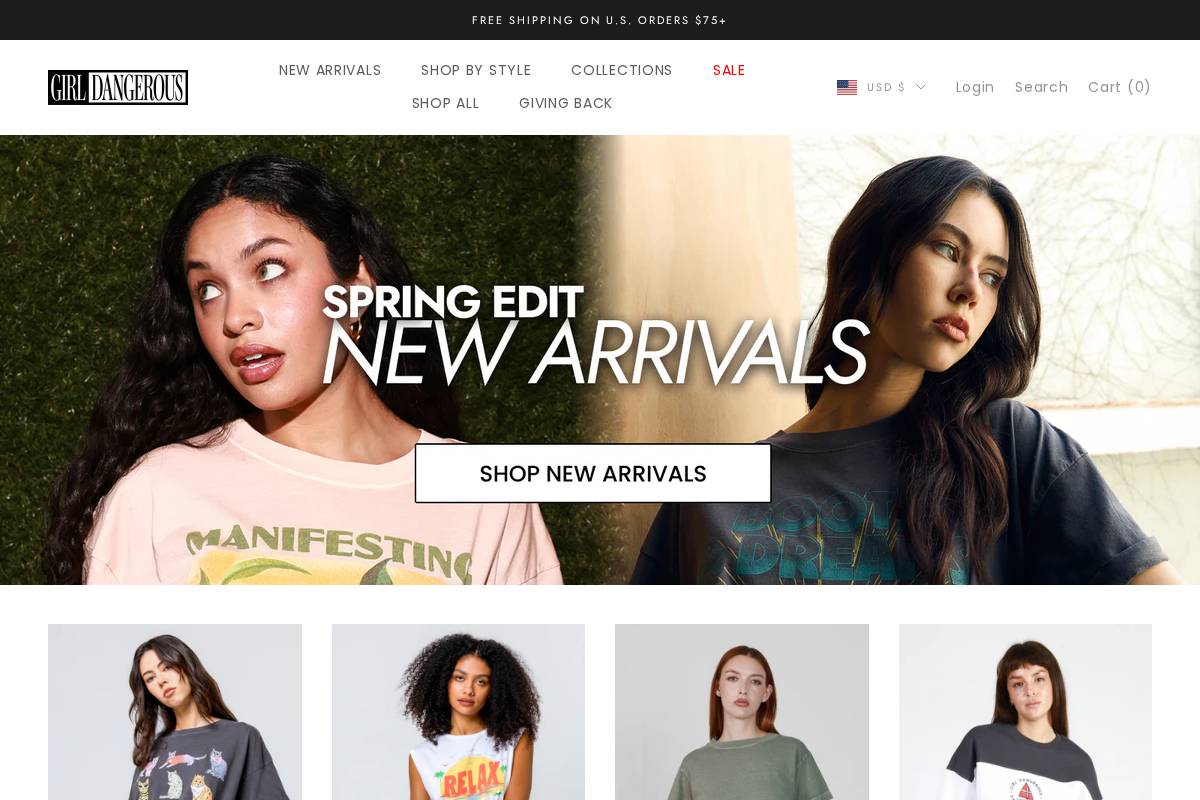 GirlDangerous homepage screenshot