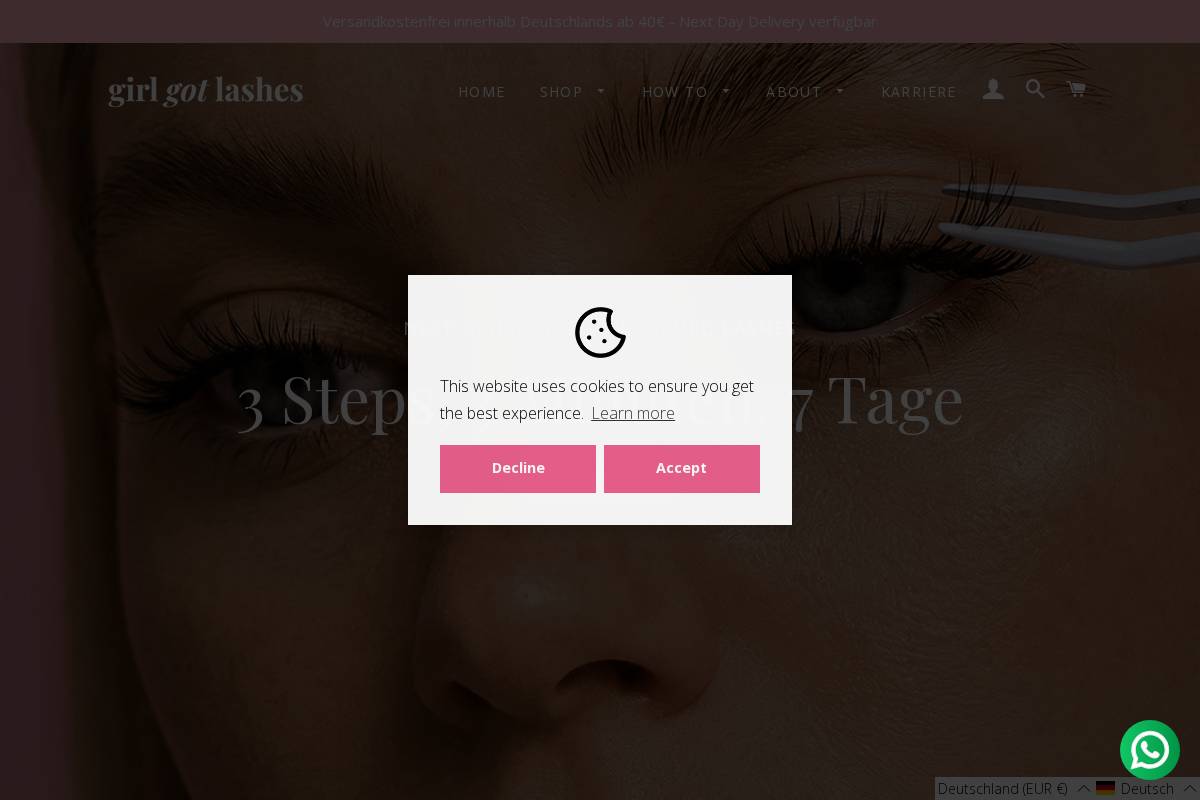 GirlGotLashes GmbH homepage screenshot