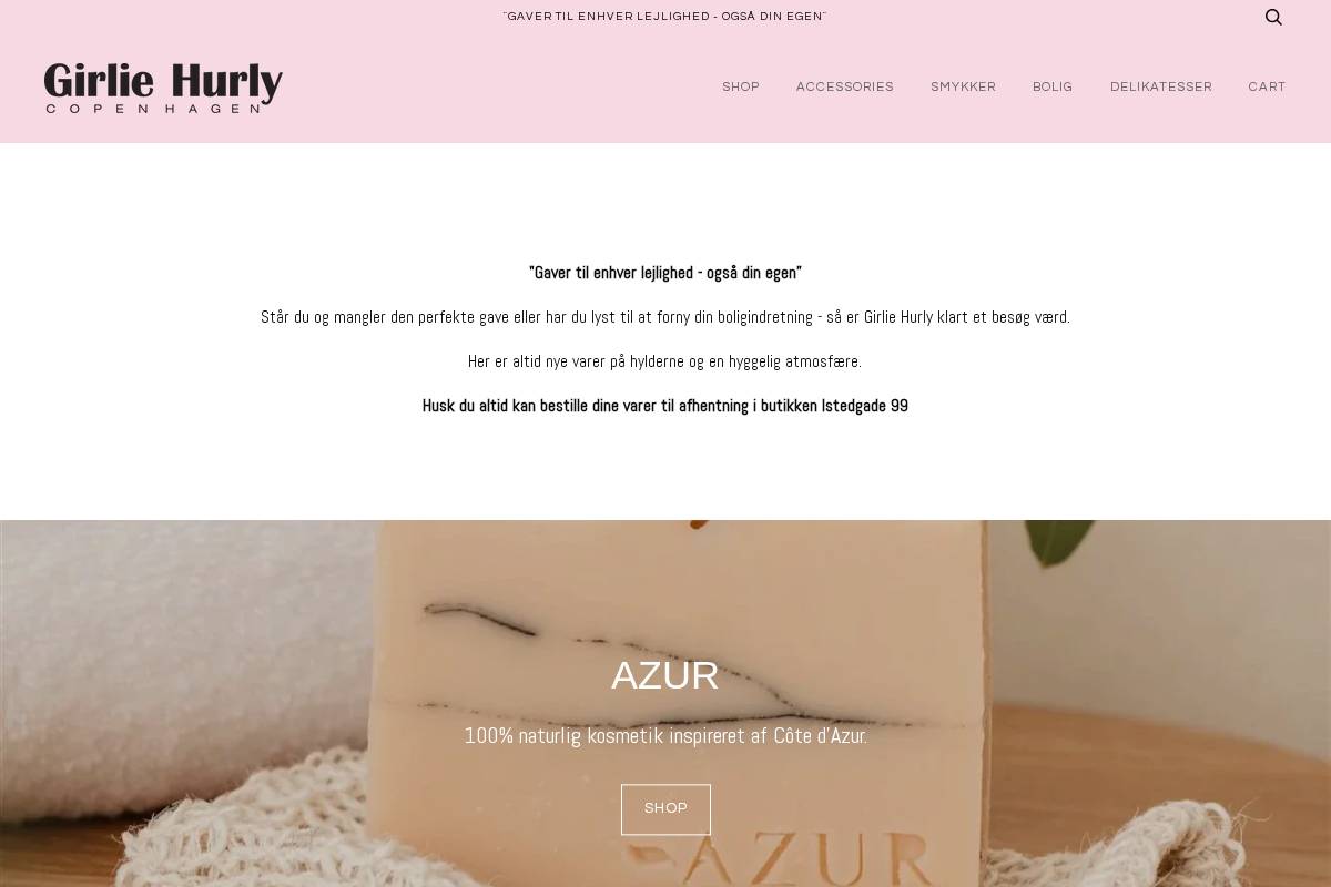 Girlie Hurly homepage screenshot