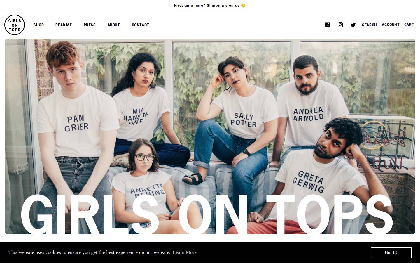 girlsontopstees.com homepage screenshot