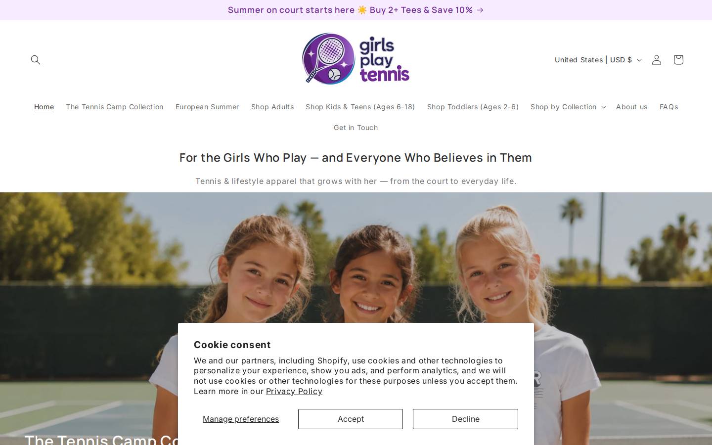 girlsplaytennis.com homepage screenshot